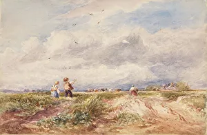 Heritage Art Painting Drucke: Kite Flying, 1847. Creator: Unknown