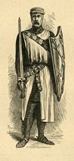 British Medieval History Drucke: A Knight Templar, 1897. Creator: Unknown