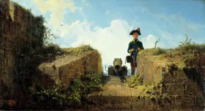 Carl Spitzweg Paintings Drucke: The Knitting Guard, 1855