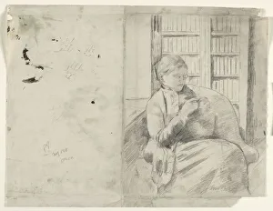 Stricken im Bibliotheksaal (Rechter Seitenpapier), um ca. 1881 von Mary Cassatt (Amerikanisch, *1844–*1926)