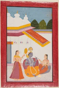 Krishna unter einem Zelt, um 1680 von unbekannter Hand geschaffen