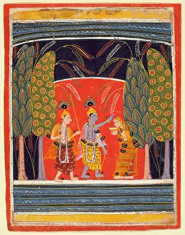 Bhagavata Purana Illustrations Drucke: Krishna Making Kubja Beautiful