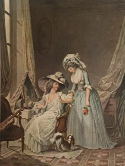 Antique Furniture Interior Drucke: L Aveu Difficile, (Difficult Confession), 1787, (1913). Artist: Jean Francois Janinet