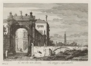 Black And White Building Exterior Drucke: L etache non devora... c. 1760. Creator: Fabio Berardi