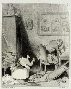 Die Mutter ist im Feuer der Komposition, 1844. Künstler: Honoré Daumier