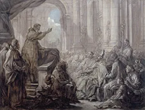 Die Predigt des heiligen Augustinus vor Valerius. Skizze für das Gemälde im Chor von... um 1755. Künstler: Carle van Loo