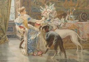 Die Dame mit zwei Hunden