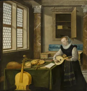 Musical Instrument Images Drucke: Lady Playing the Lute
