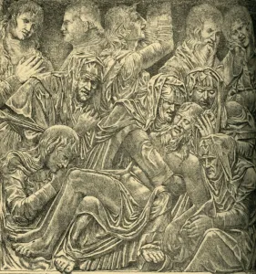 Victoria And Albert Museum Artifacts Drucke: Lamentation over the dead Christ, marble panel, c1470-1475, (1881). Creator: J. I