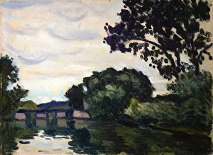 Sergei Ivanovich Gribkov Artist Drucke: Landscape with a Bridge, c1917