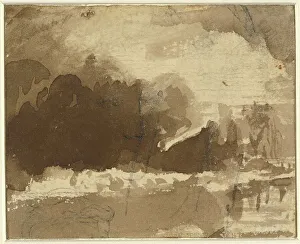 British Heritage Art Gallery Drucke: Landscape Composition [recto]. Creator: John Varley I