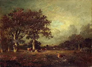 Drucke von Landschaft mit Kühen (Eremitage), 1870 Jules Dupre Drucke: Landschaft mit Kühen (Eremitage), 1870. Künstler: Jules Dupré