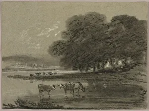 Landchaft mit Kühen, unbekannter Datumsangabe; Künstler: Thomas Monro und Thomas Gainsborough
