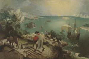 Landchaft mit dem Sturz des Ikaros um ca. 1560 Künstler: Brühl, Peter der Ältere (* ca. 1525 - * 1569)