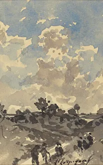 A Landscape with Figures Walking along a Path. Creator: Henri-Joseph Harpignies