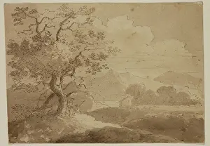 Hudson River School Artists Drucke: Landscape: Large Trees in Foreground