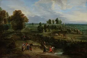 Drucke von Landschaft mit Weiden und Gruppen von Bäumen, um 1650-1660 U Drucke: Landschaft mit Weiden und Gruppen von Bäumen, um 1650-1660. Künstler: Lucas van Uden