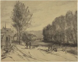 French Countryside Artwork Drucke: A Landscape with a River. Creator: Unknown