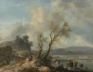 Landchaft mit sandiger Weg neben einem Fluss um 1655 von Philips Wouwerman