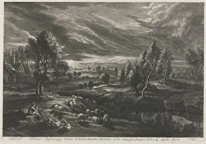 Peter Paul Rubens Influence Drucke: Landscape with Shepherd Playing a Flute. Creator: Schelte Adams Bolswert (Flemish