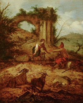 Rural Life In The Netherlands Drucke: Landscape with Shepherd and Shepherdess, c1620-1680. Creator: Jacobus Mancadan