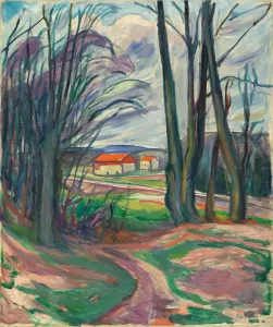 Drucke von Bild vom Landschaft im Skoyen der 1920er Jahre aus einer privaten Sammlung Edvard Munch Drucke: Bildlandschaft in Skøyen aus den 1920er Jahren. Künstler: Munch, Edvard (1863 - 1944)
