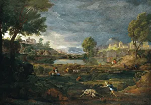 Literature Inspired Paintings Drucke: Landscape during a Thunderstorm with Pyramus and Thisbe