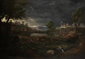 Drucke von Landschaft während eines Gewitters mit Pyramus und Thisbe, 1651 Nicolas Poussin Drucke: Landschaft während eines Gewitters mit Pyramus und Thisbe