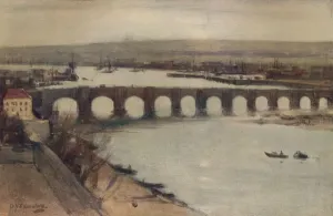 Landschaften Drucke: Berwickbrücke, um 1912/15, Künstler: David Young Cameron