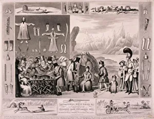 Isaac Cruikshank Etching Drucke: Laplanders on display in the Egyptian Hall, London, 1822. Artist: Isaac Cruikshank