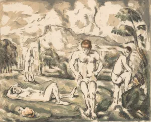 Green Colour Palette Art Drucke: The Large Bathers (Les Baigneurs), ca. 1898. ca. 1898. Creator: Paul Cezanne