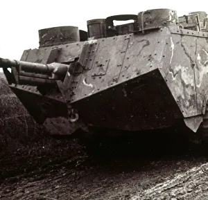 First World War Transportation Drucke: Large tank on the move, c1914-c1918