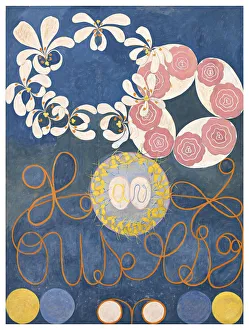 Drucke von Die Zehn Größten Kindergruppen Nr.1 Gruppe IV 1907 Fund im Bestand von Courtesie van de Stichting Hilma af Klint Abstrakte Kunst Drucke: Die Zehn Größten im Kindertum Nummer Eins Gruppe Vier 1907 Erstellerin: Hilma af Klint (1862-1944)