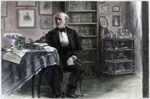 Hans Christian Andersen Drucke: The late Hans Christian Andersen in his study, c1850-1875. Artist: Hans Christian Andersen