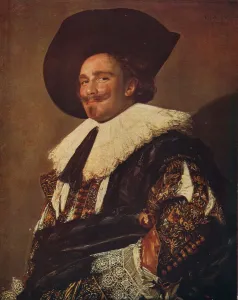 Drucke von Der Lachende Ritter von Wallenstein, 1624 (um 1915). Das Gemälde gehört zur Sammlung der Wallace Collection in London. Es stammt aus dem Buch International Art: Past and Present von Alfred Yockney H Drucke: Der Rittende Kavalier lacht, 1624, um 1915. Künstler: Frans Hals
