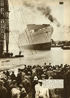 Black And White Boat Images Drucke: Launch of the Empress of Britain, Glasgow, 11 June 1930, (1935). Creator: Unknown