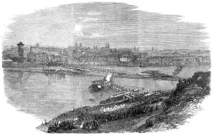 Civil Engineering History Drucke: Laying the Foundation-Stone of the new bridge at Prague, 1865. Creator: Unknown