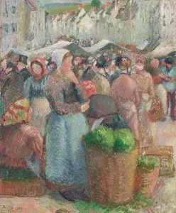 Drucke von Le Marché de Gisors, Grande-Rue, 1885. Privatsammlung Camille Pissarro Drucke: Der Markt von Gisors, Grande-Rue, 1885. Künstler: Pissarro, Camille (1830-1903)