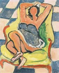 Drucke von Der Ruhezustand der Tänzerin, rosa und blauer Fliesenboden, 1942. In der Sammlung David und Ezra Nahmad, Monaco Henri Matisse Drucke: Der Ruhe der Tänzerin, rosa und blauer Mosaik