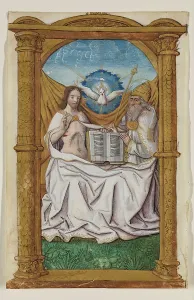 European Christian Iconography Drucke: Leaf from Book of Hours: The Trinity, c1515. Creator: Master of Morgan 85