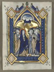 Flanders Art Heritage Drucke: Leaf Excised from a Psalter: The Ascension, c. 1260. Creator: Unknown
