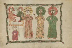 Blatt aus einem Evangeliarium mit vier stehenden Evangelisten, armenisches Werk, 1290-1330