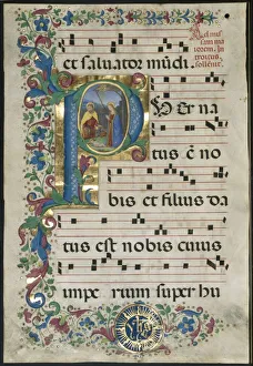 Heritage Images Italy Drucke: Leaf from a Gradual: Initial P with the Nativity