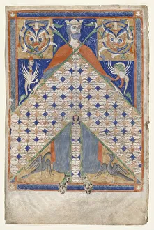 Italian Manuscript Illustrations Drucke: Leaf from Gratians Decretum: Table of Consanguinity, c. 1270-1300. Creator: Unknown