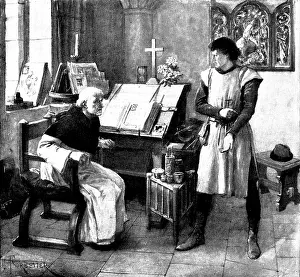 Drucke von Die Leprakuppel: Er weiß es nicht selbst, doch gestern sah ich die Marke selbst an seinem Arm , 1898. Illustration von A Forestier zu einem Kurzgeschichten von Arthur Pask Amedee Forestier Drucke: Die Leprakiste: Er weiß es nicht selbst