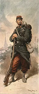 Die Veränderungen des französischen Infanteristen während des Krieges, 1914. Schöpfer: Georges Bertin Scott