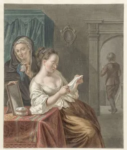 Female Reader Portrait Drucke: The letter reader, 1795. Creator: Abraham Delfos