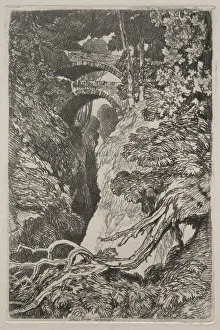 Liber Studiorum: Teufelsbrücke in Kardiganshire, 1838. Ersteller: John Sell Cotman (Britischer