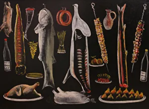 Drucke von Stille Natur im Bestand des Staatlichen Museums für Georgische Kunst, Tiflis (Tbilissi) Niko Pirosmani Drucke: Stille Leben