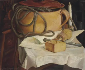 Russian Fine Art Painting Drucke: Still life with candle